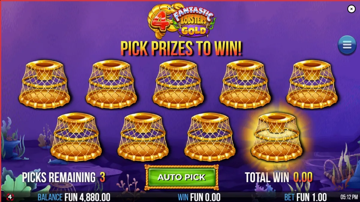 Interface do slot 4 Fantastic Lobsters Gold com criaturas marinhas e tesouros